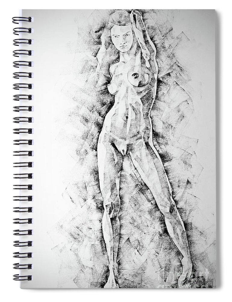 Art Spiral Notebook featuring the drawing SketchBook Page 47 Straight Human Figure Drawing by Dimitar Hristov