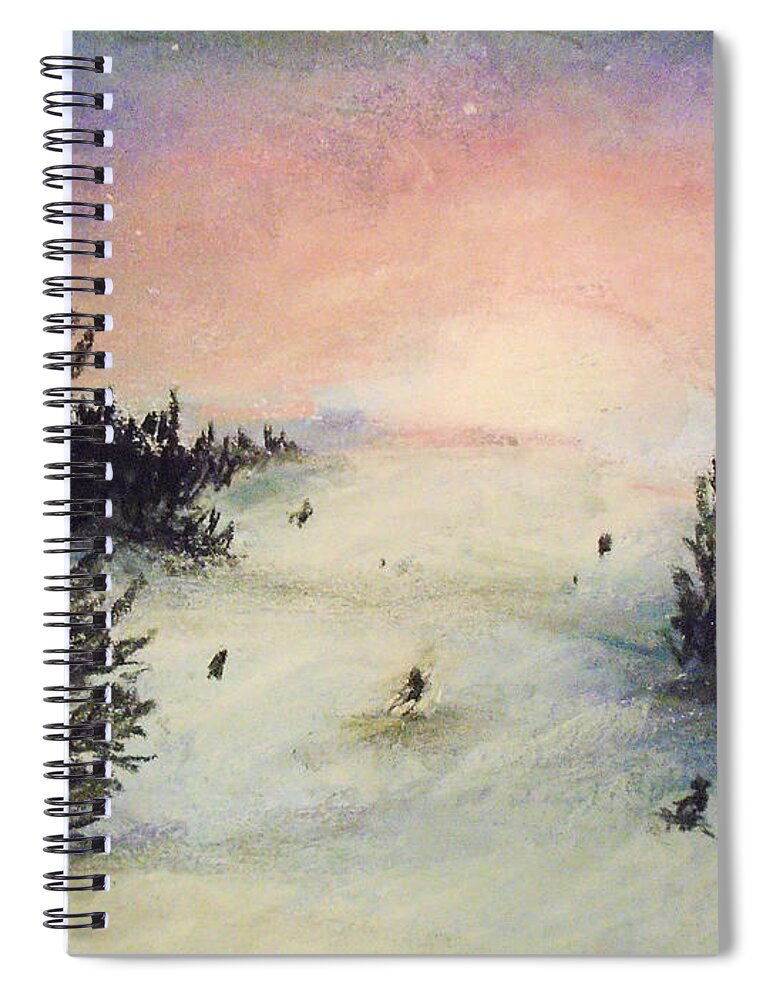 Ski Spiral Notebook featuring the painting Ski Glisten by Jen Shearer