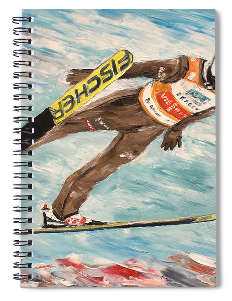Kamil Stoch Spiral Notebook featuring the painting Ski Jumper- KAMIL STOCH by Luke Karcz