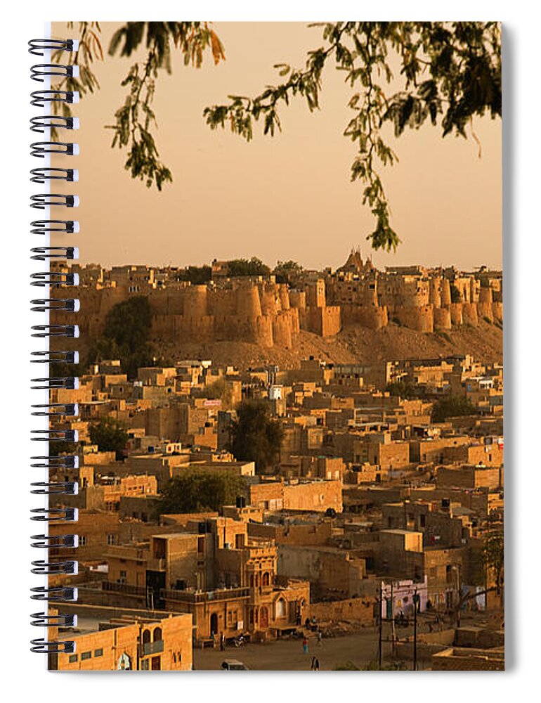 Golden Spiral Notebook featuring the photograph SKN 1334 Golden City by Sunil Kapadia
