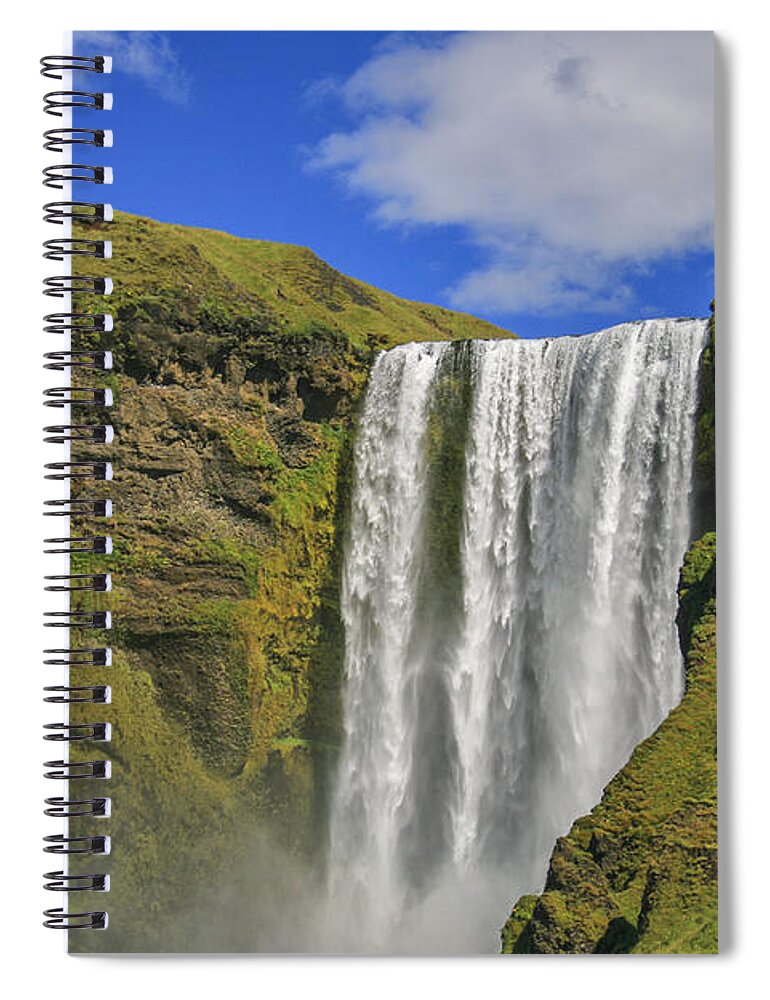 Skogafoss Spiral Notebook featuring the photograph Skogafoss waterfall by Patricia Hofmeester