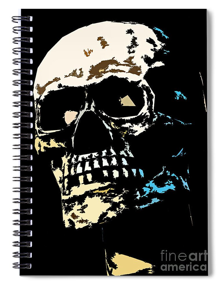 Fake Spiral Notebook featuring the photograph Skull against a dark background by Nick Biemans