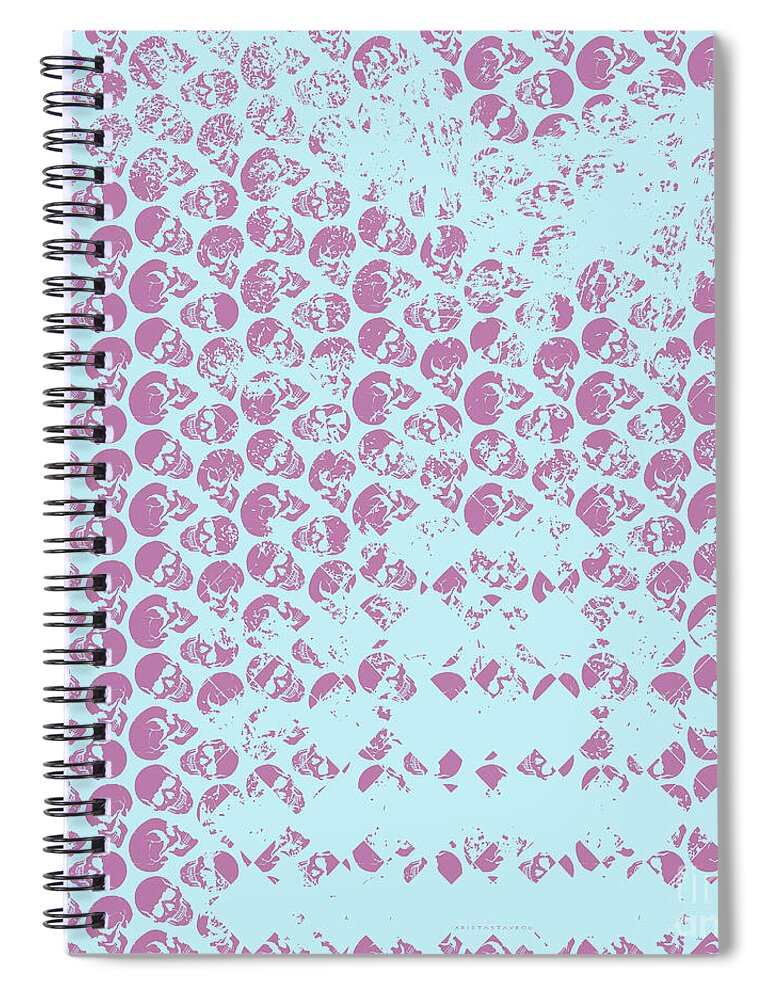 Abstract Spiral Notebook featuring the digital art Skull Art background - BP2 by Xrista Stavrou