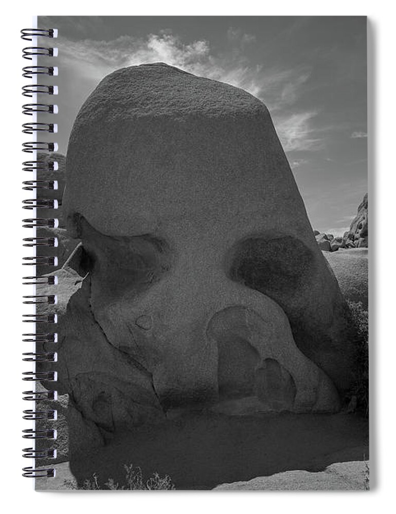 Skull Rock Spiral Notebook featuring the photograph Skull Rock BW by Michael Ver Sprill