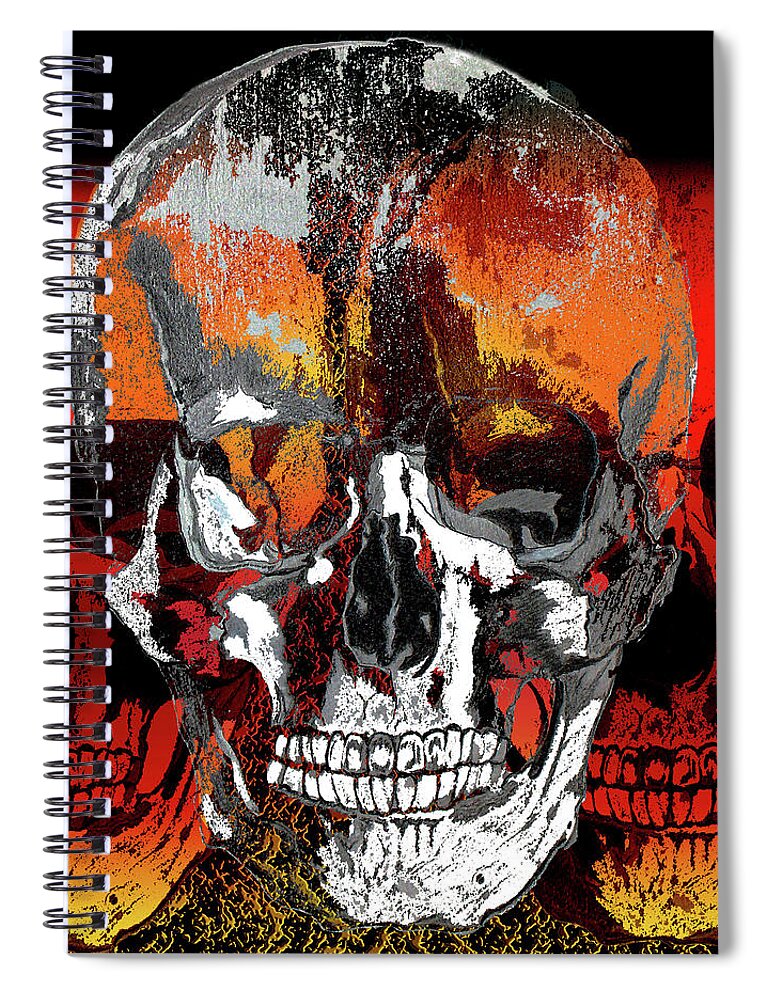Skulls Spiral Notebook featuring the digital art Skull Times Three by Lisa Stanley