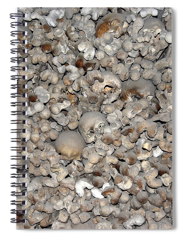Charnel House Spiral Notebook featuring the photograph Skulls And Bones by Michal Boubin