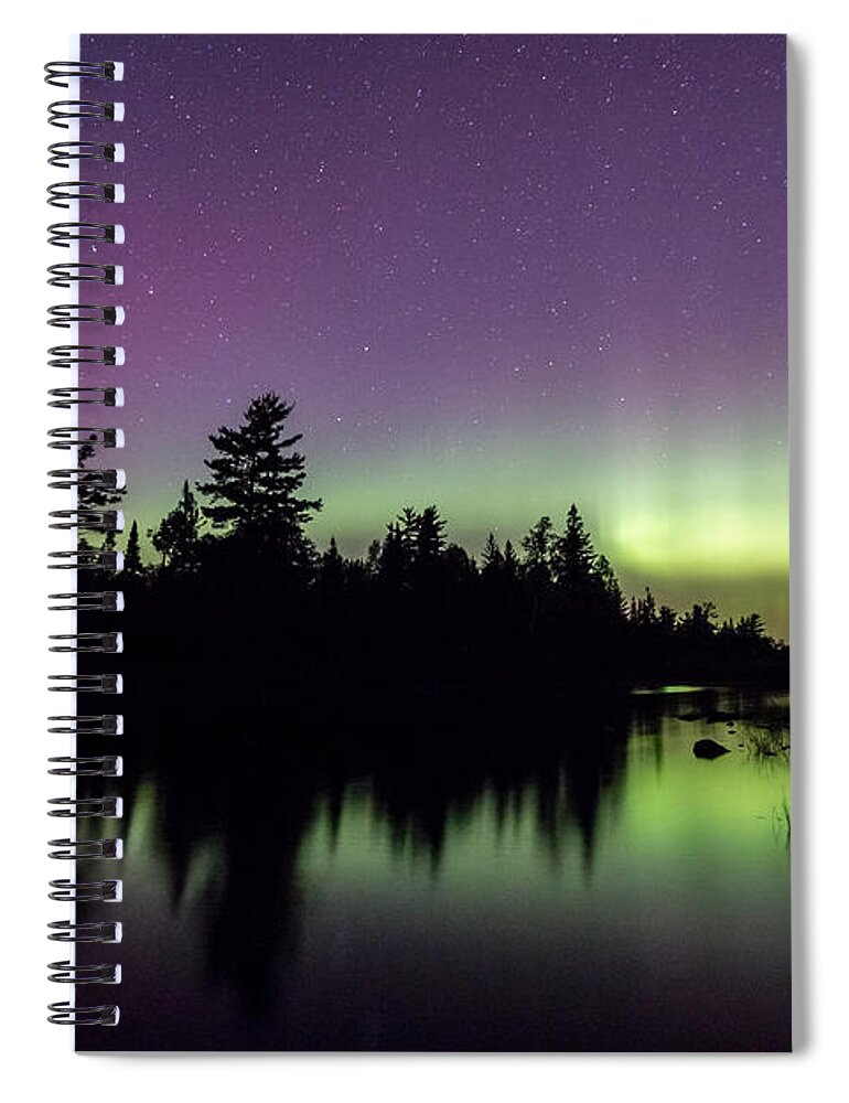 Boundary Waters Spiral Notebook featuring the photograph Sky Aglow by Paul Schultz