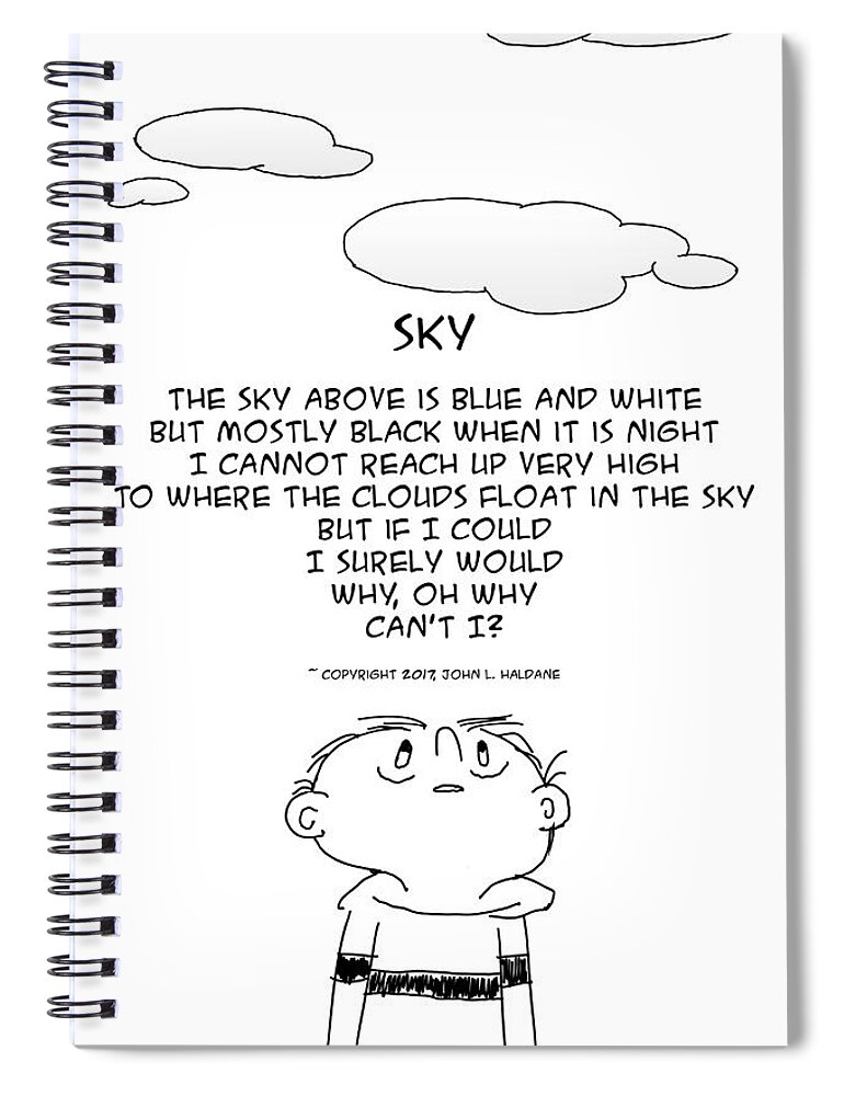 Sky Spiral Notebook featuring the drawing Sky by John Haldane