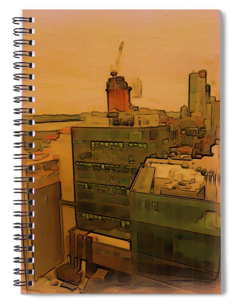 New York Spiral Notebook featuring the digital art Skyline Crain by Tristan Armstrong