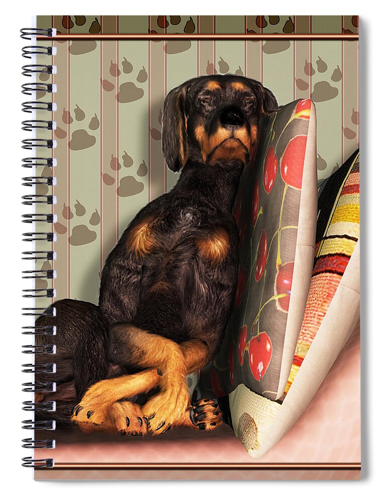 Dog Spiral Notebook featuring the digital art Sleeping I by Nik Helbig