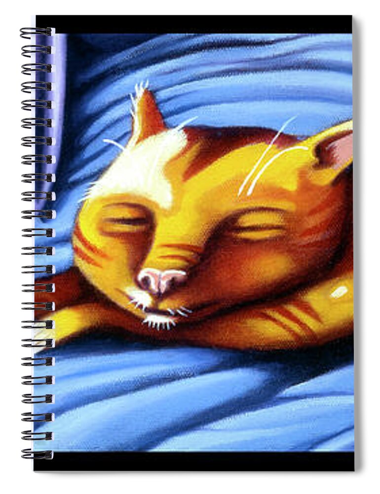 Kitty Spiral Notebook featuring the painting Sleeping Kitty by Valerie White