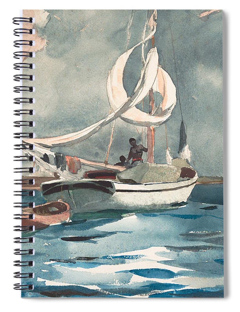Sloop Spiral Notebook featuring the painting Sloop, Nassau, 1899 by Winslow Homer
