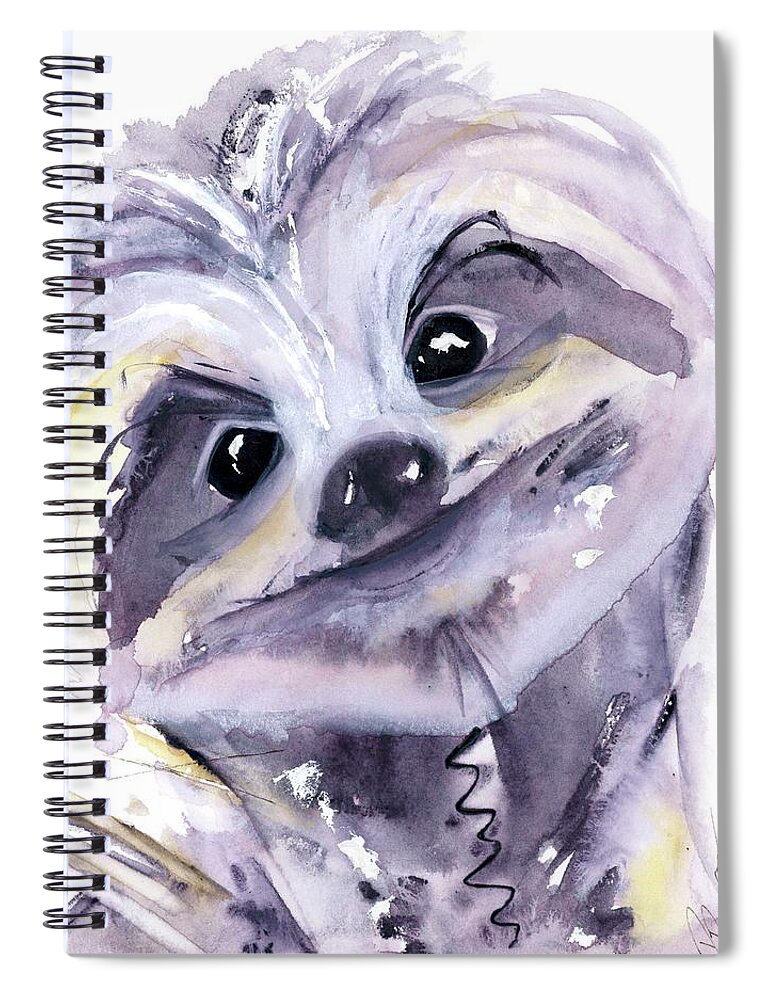 Sloth Portrait Spiral Notebook featuring the painting Sloth Portrait by Dawn Derman