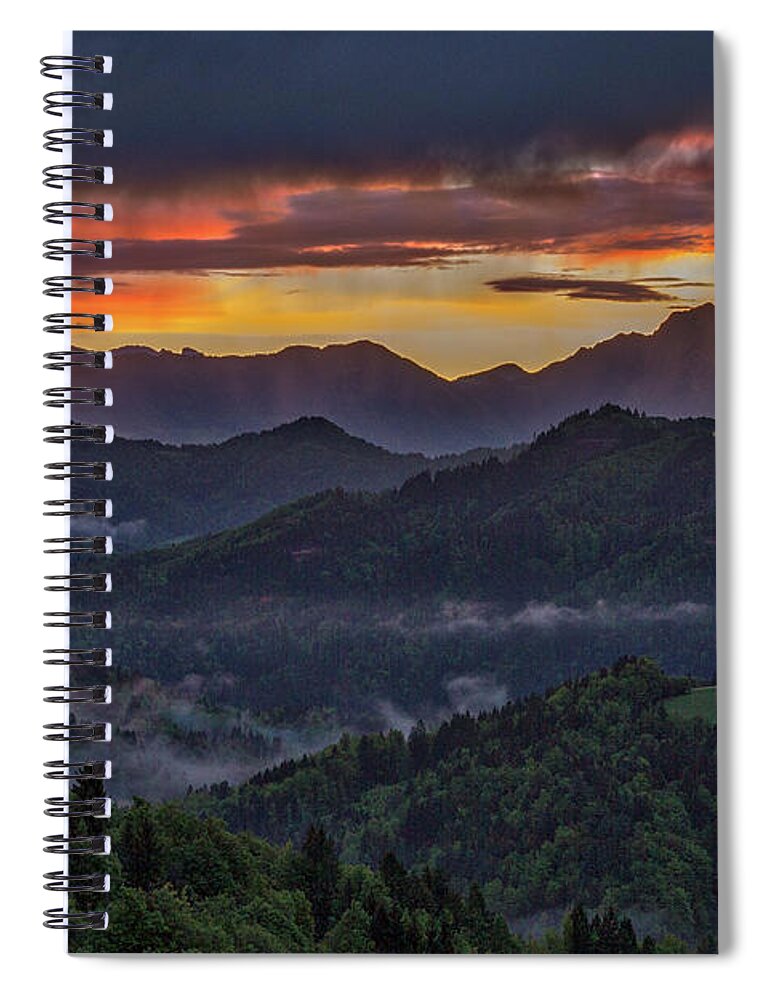 Slovenia Spiral Notebook featuring the photograph Slovenia Countryside Dawn by Stuart Litoff