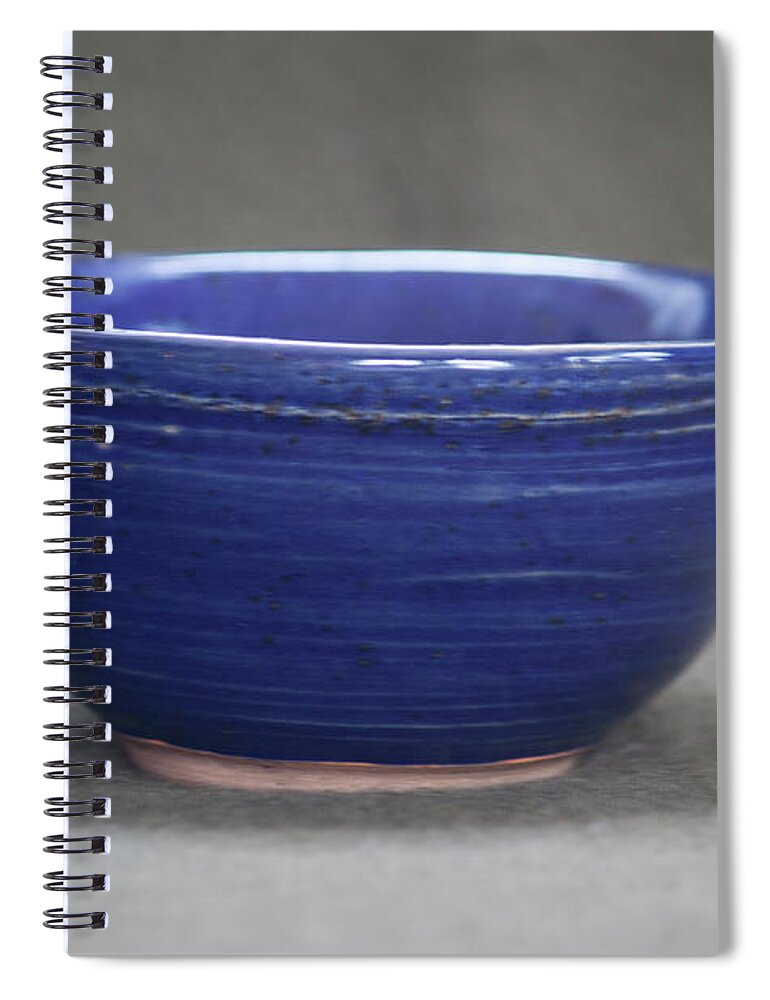 Ceramic Spiral Notebook featuring the ceramic art Small Blue Ceramic Bowl by Suzanne Gaff