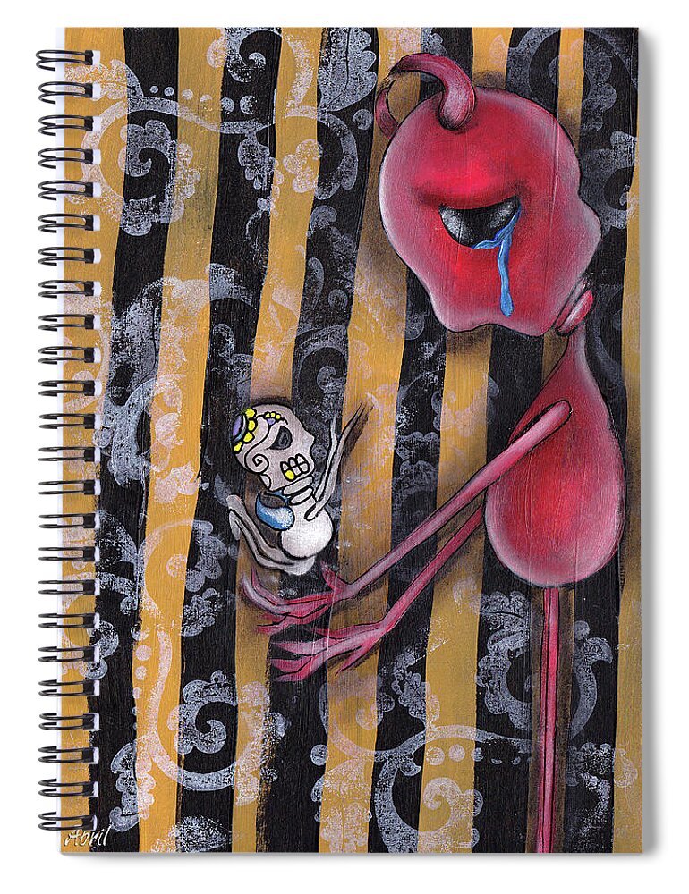 Day Of The Dead Spiral Notebook featuring the painting Small Prayer by Abril Andrade