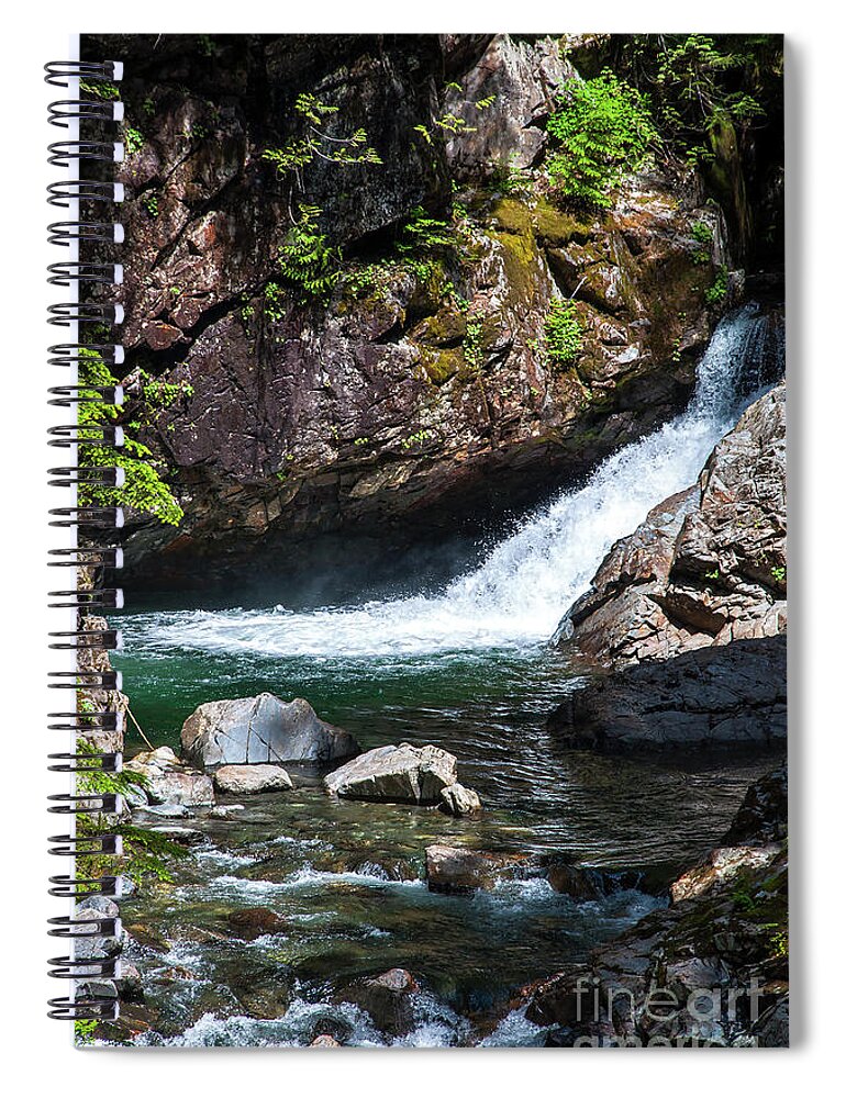 Cascade-mountains Spiral Notebook featuring the photograph Small Waterfall In Mountain Stream by Kirt Tisdale