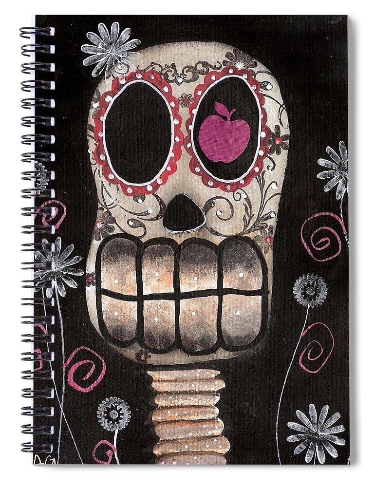 Day Of The Dead Spiral Notebook featuring the painting Smile your Dead by Abril Andrade