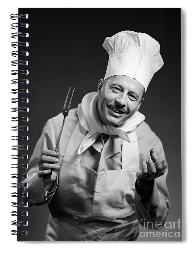 1950s Spiral Notebook featuring the photograph Smiling Chef, C.1950s by Debrocke/ClassicStock