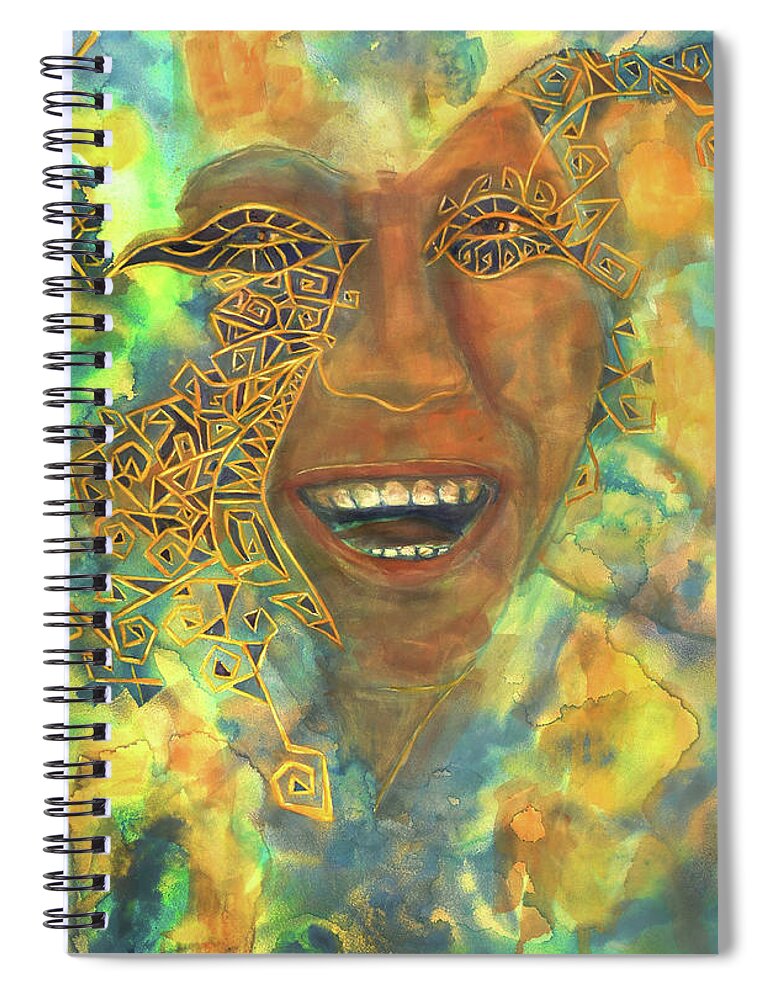 Smiling Muse: Watercolor On Aquabord Spiral Notebook featuring the painting Smiling Muse No. 3 by Cora Marshall