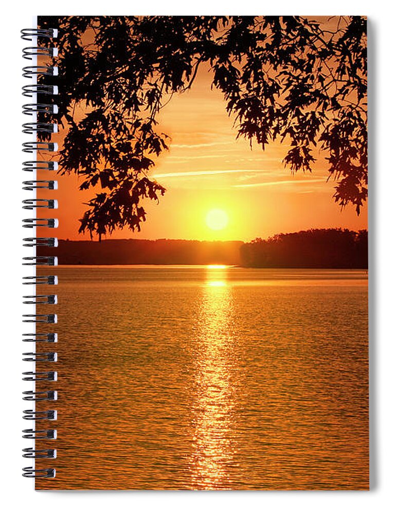Smith Mountain Lake Spiral Notebook featuring the photograph Smith Mountain Lake Silhouette Sunset by The James Roney Collection