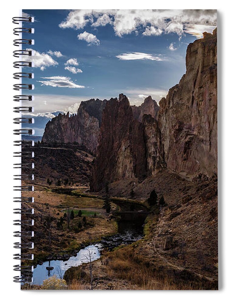 Rock Spiral Notebook featuring the photograph Smith Rock and Crooked River by Cat Connor
