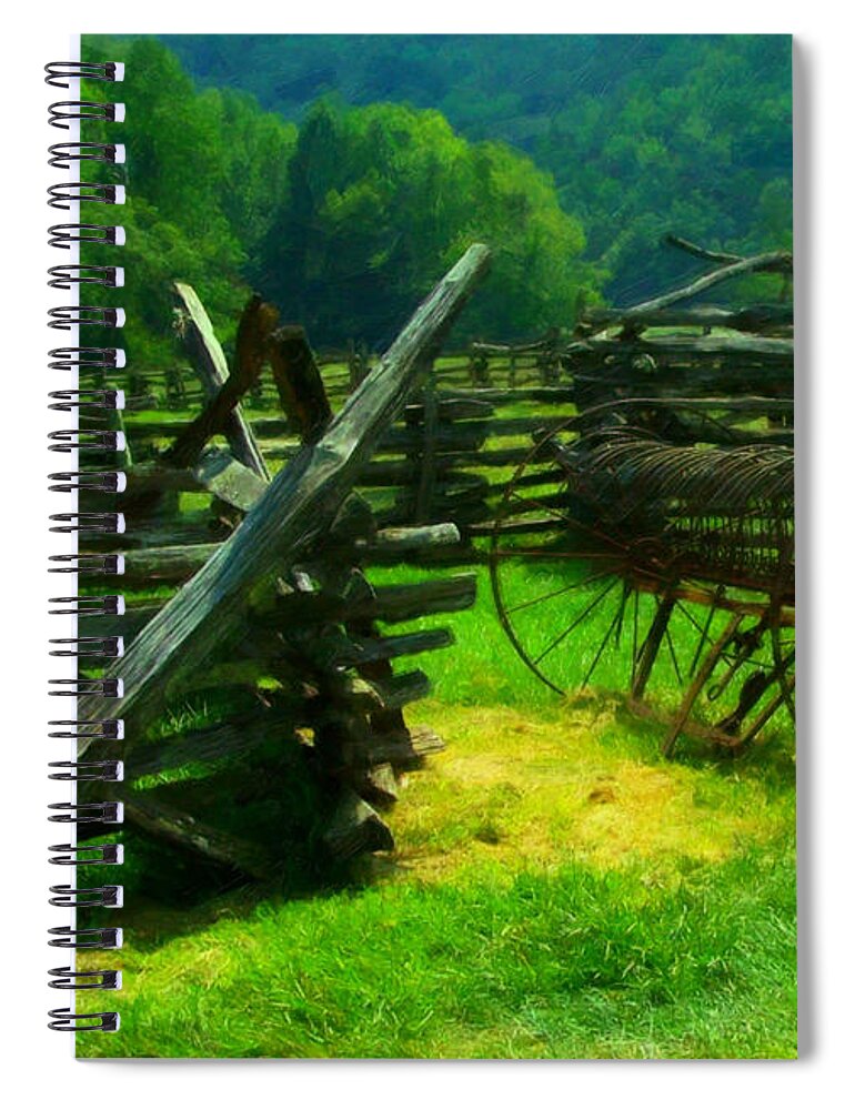 Digital Art Spiral Notebook featuring the digital art Smoky Mountain farm 1900s by Flees Photos