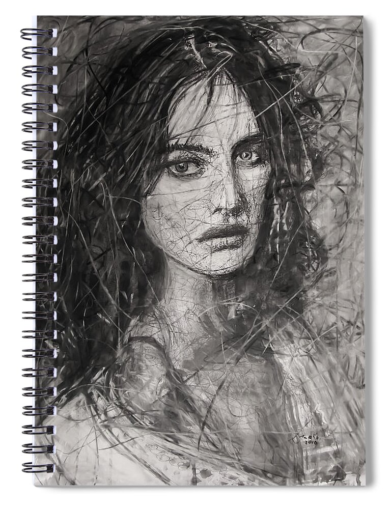 Portrait Art Spiral Notebook featuring the painting Smoky Noir... Ode To Paolo Roversi and Natalia Vodianova by Jarko Aka Lui Grande