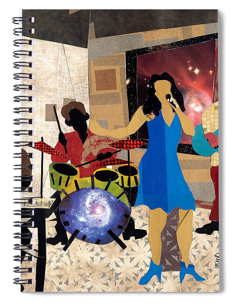 Everett Spruill Spiral Notebook featuring the mixed media Smooth Jazz at City View by Everett Spruill
