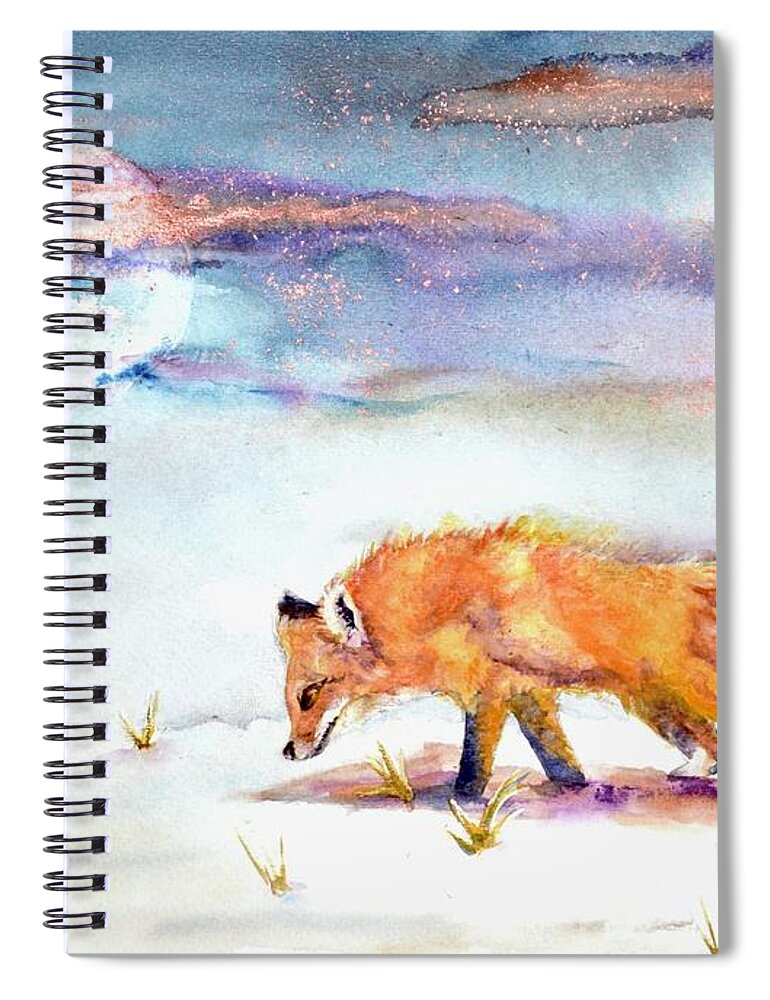 Fox Spiral Notebook featuring the painting Sniffing Out Some Magic by Beverley Harper Tinsley