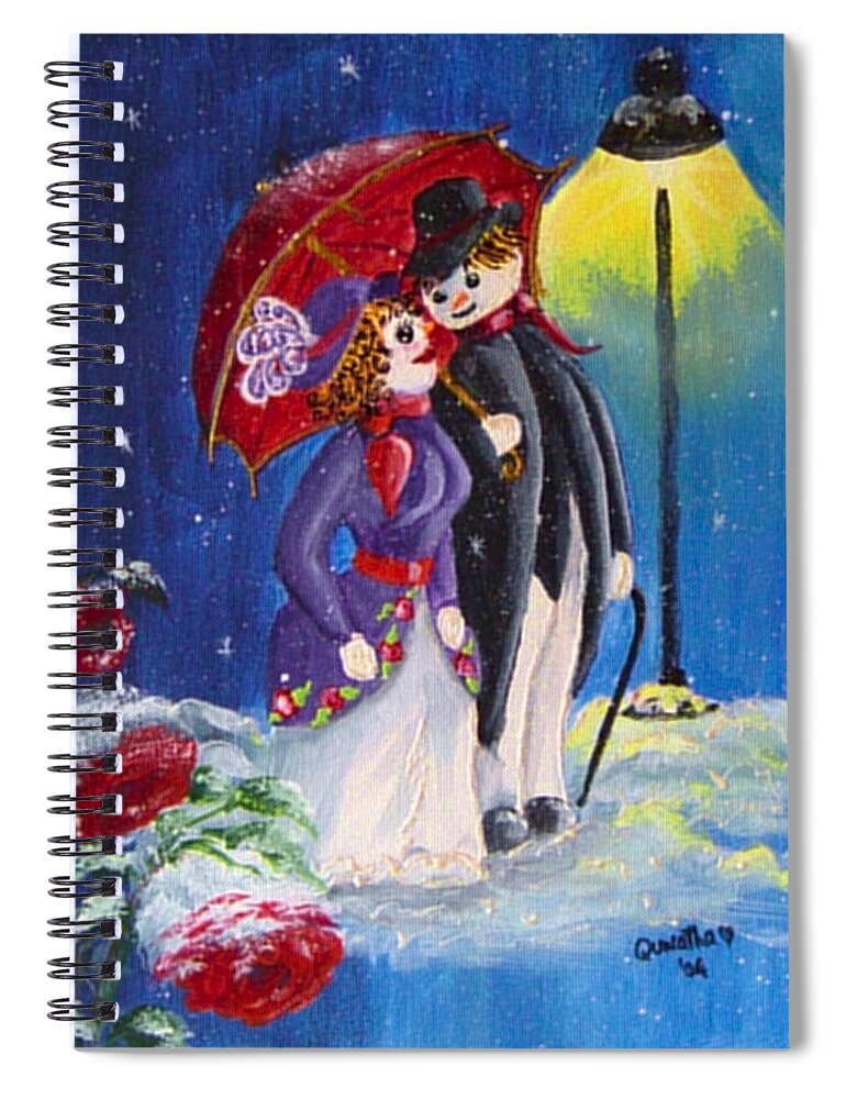 Snow Spiral Notebook featuring the painting Snow Couple by Quwatha Valentine