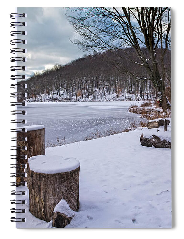 Winter Spiral Notebook featuring the photograph Snow Covered Winter Stumps by Angelo Marcialis