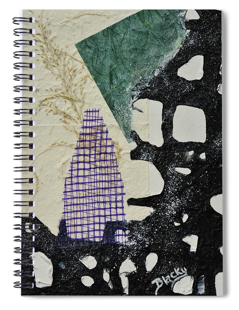 Paper Collage Abstract Spiral Notebook featuring the mixed media Snow Day by Donna Blackhall
