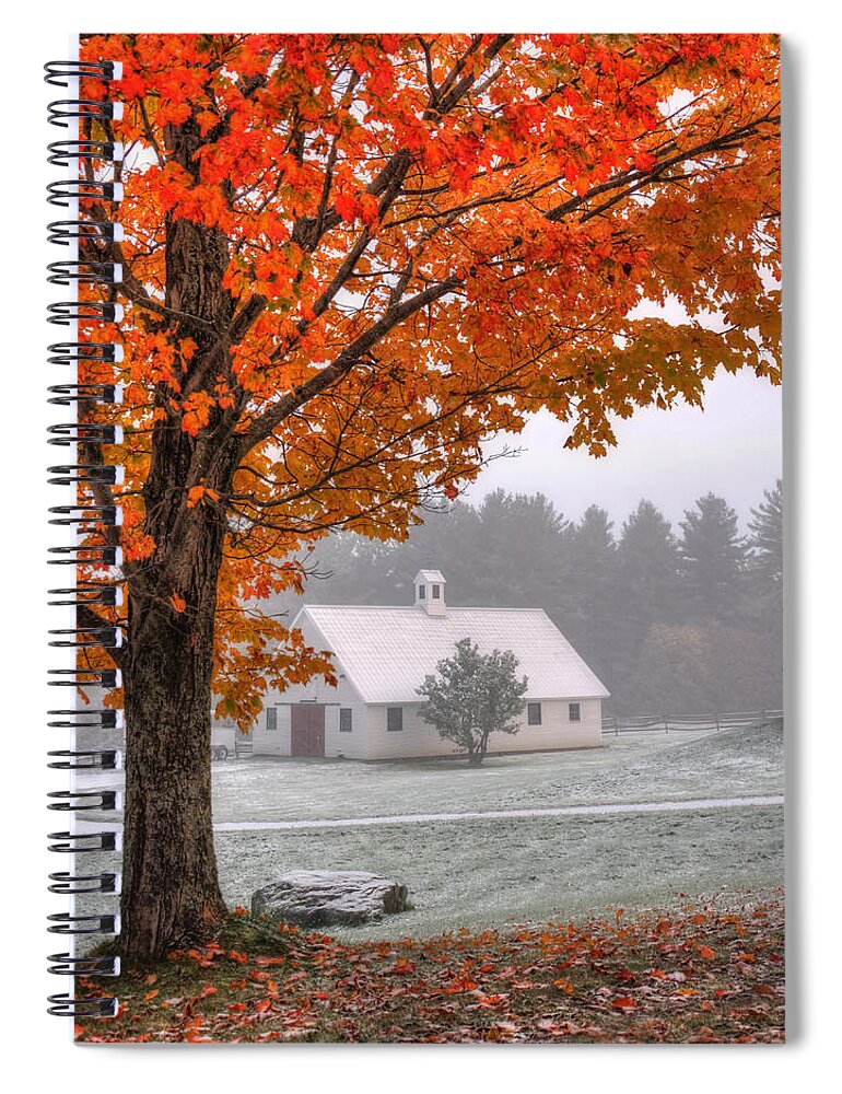 Vermont Spiral Notebook featuring the photograph Snow Dust over Autumn Foliage by Joann Vitali