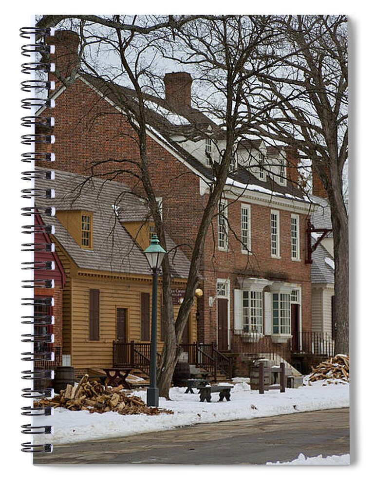 Colonial Williamsburg Spiral Notebook featuring the photograph Snow in Colonial Williamsburg by Lara Morrison