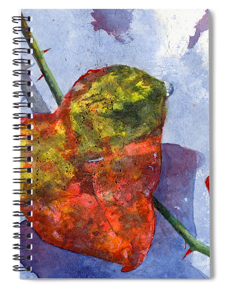 Winter Spiral Notebook featuring the painting Snow Leaf by Andrew King
