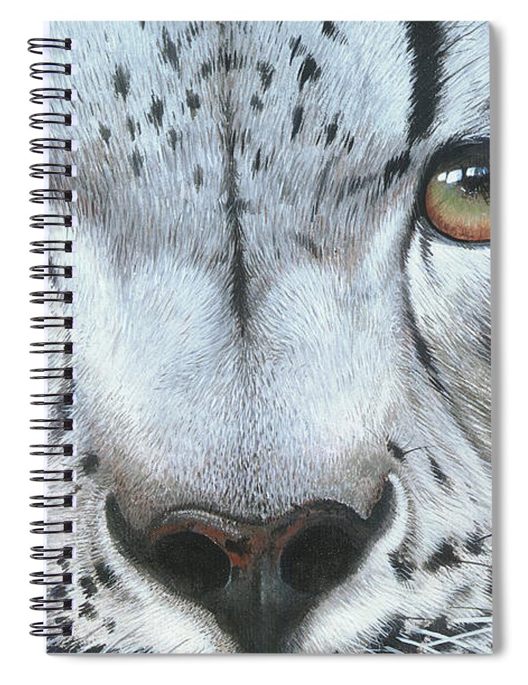 Snow Leopard Spiral Notebook featuring the painting Snow Leopard by Mike Brown