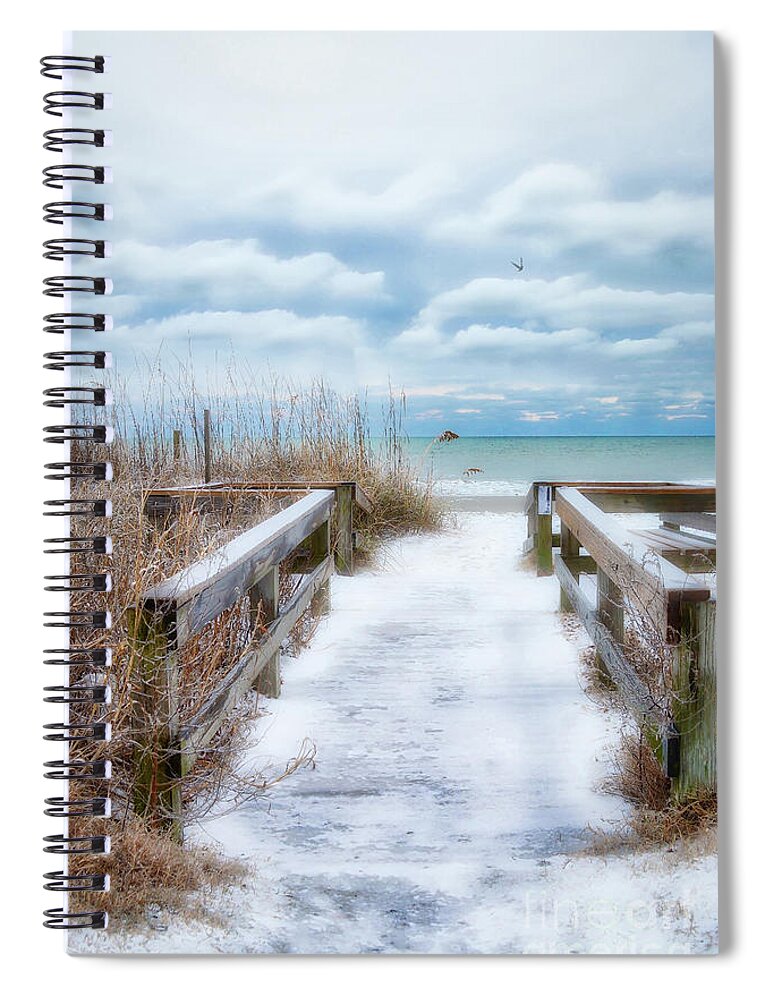 Beach Spiral Notebook featuring the photograph Snow On The Beach 9 by Kathy Baccari