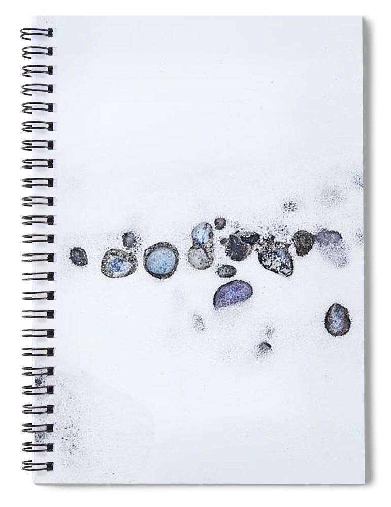 Theresa Tahara Spiral Notebook featuring the photograph Snow Pebbles Left by Theresa Tahara