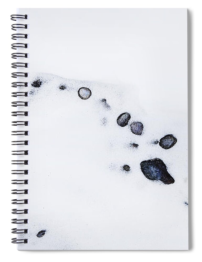 Theresa Tahara Spiral Notebook featuring the photograph Snow Pebbles Right by Theresa Tahara