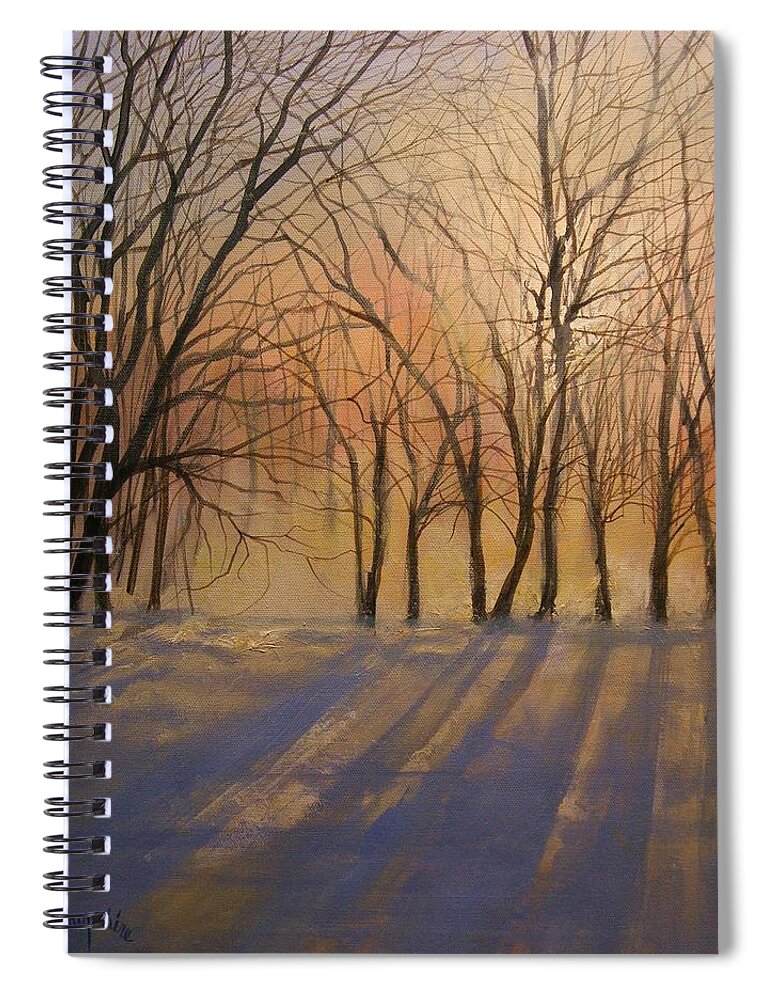  Impressionist Painting Spiral Notebook featuring the painting Snow Shadows by Tom Shropshire