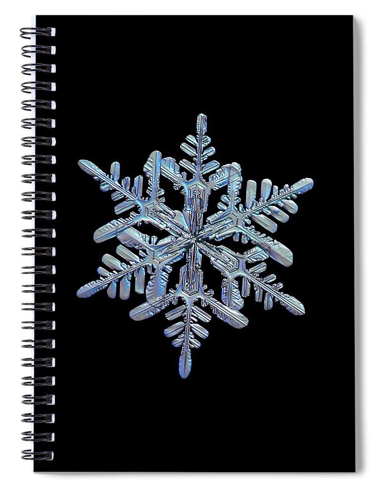 Snowflake Spiral Notebook featuring the photograph Snowflake macro photo - 13 February 2017 - 1 black by Alexey Kljatov