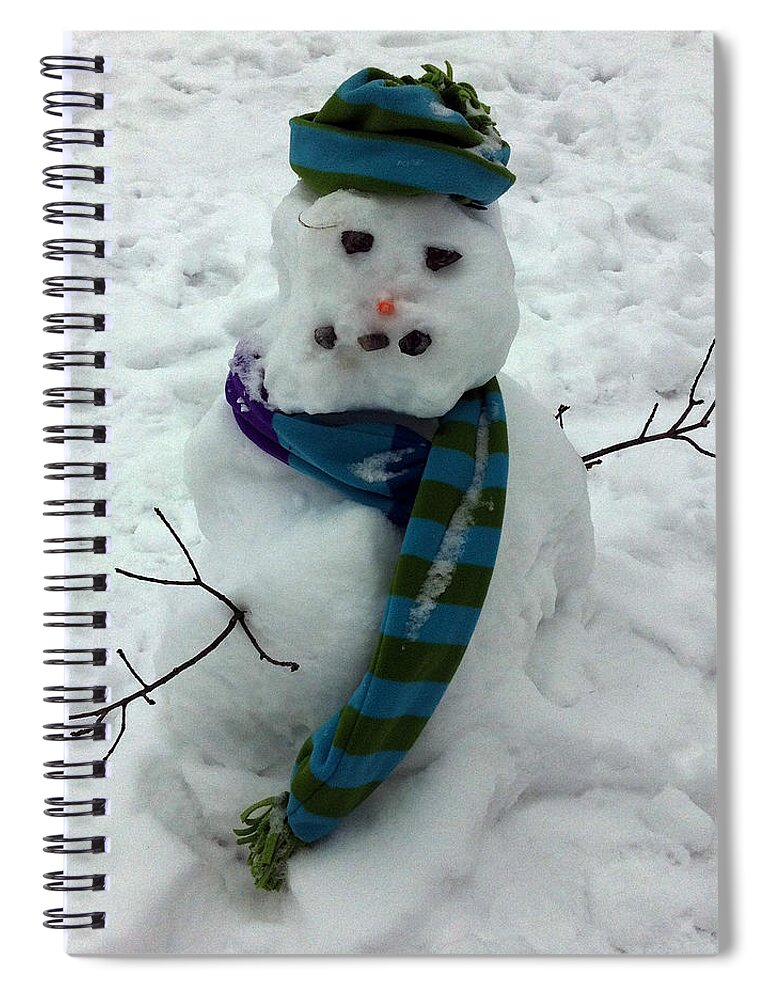 Snowman Spiral Notebook featuring the photograph Snowman by Lisa Cassinari