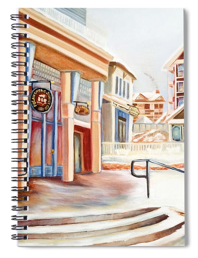 Art Spiral Notebook featuring the painting Snowshoe Village Shops by Shelia Kempf