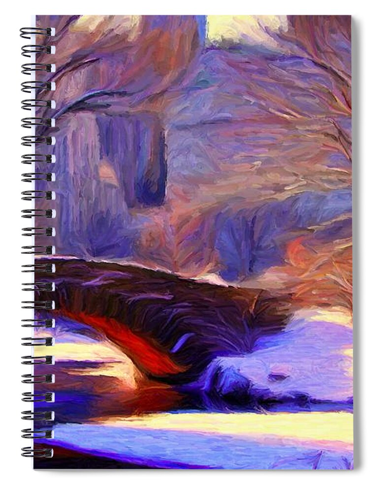 Central Park Spiral Notebook featuring the digital art Snowy Central Park by Caito Junqueira