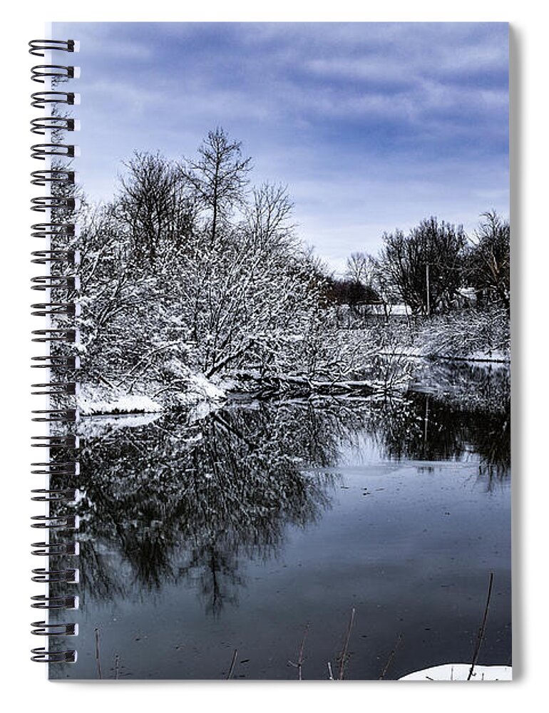 Snow Spiral Notebook featuring the photograph Snowy Ellicott Creek by Nicole Lloyd