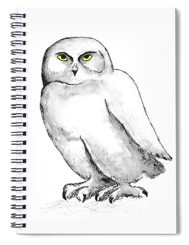 Owl Spiral Notebook featuring the mixed media Snowy Owl 1 by Art MacKay