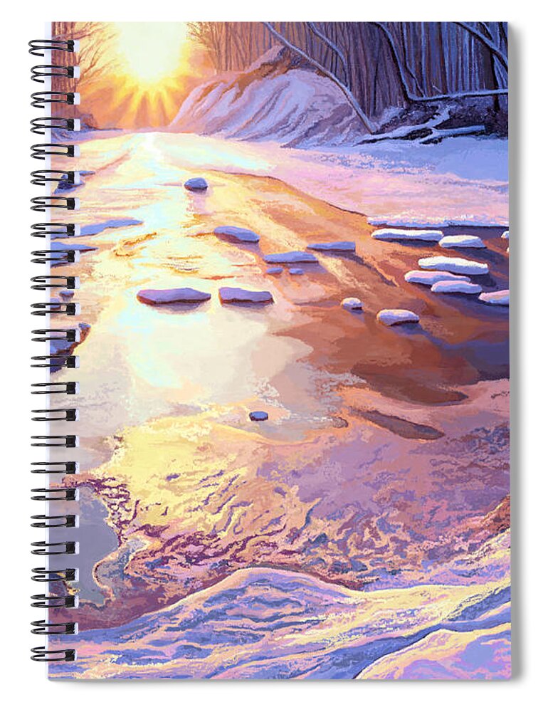 Trees Spiral Notebook featuring the painting Snowy River Sunset by Jackie Case