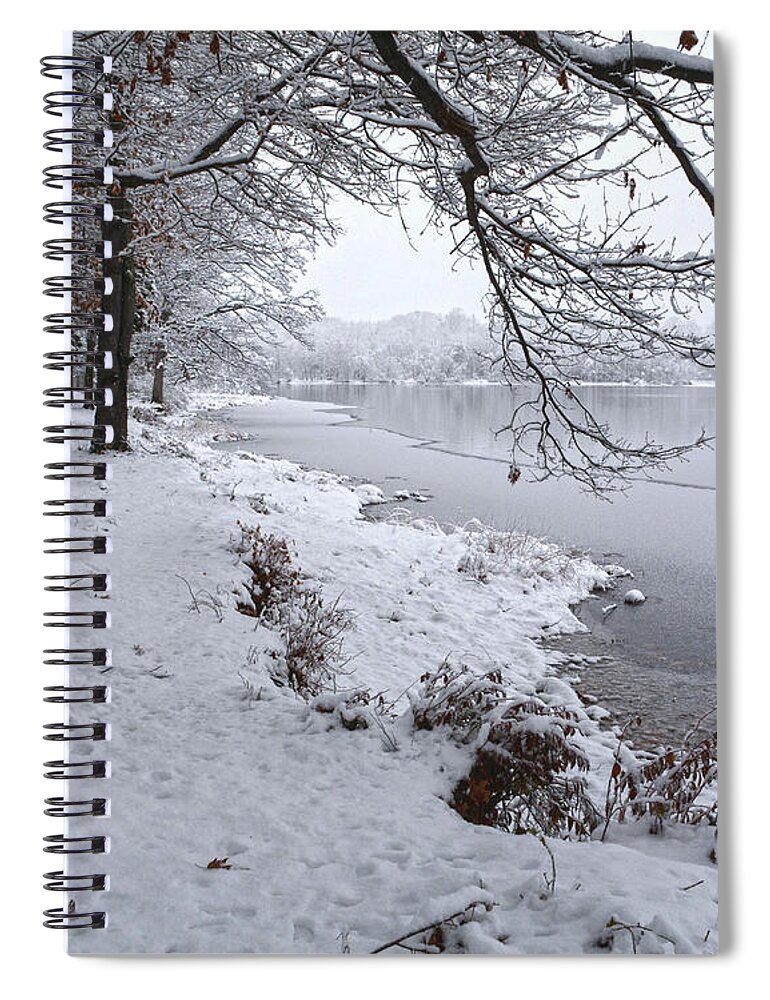Snow Spiral Notebook featuring the photograph Snowy Shoreline by Angelo Marcialis
