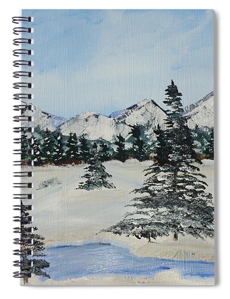 Snow Spiral Notebook featuring the painting Snowy Winter by Jimmy Clark